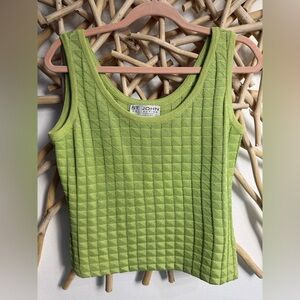 St. John Collection Lime Green Geometric Tank Top sz S stretch